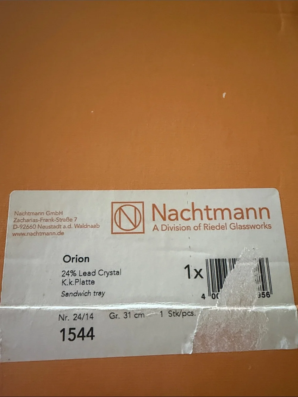 Nachtmann Crystal rectangular tray in the Orion pattern
